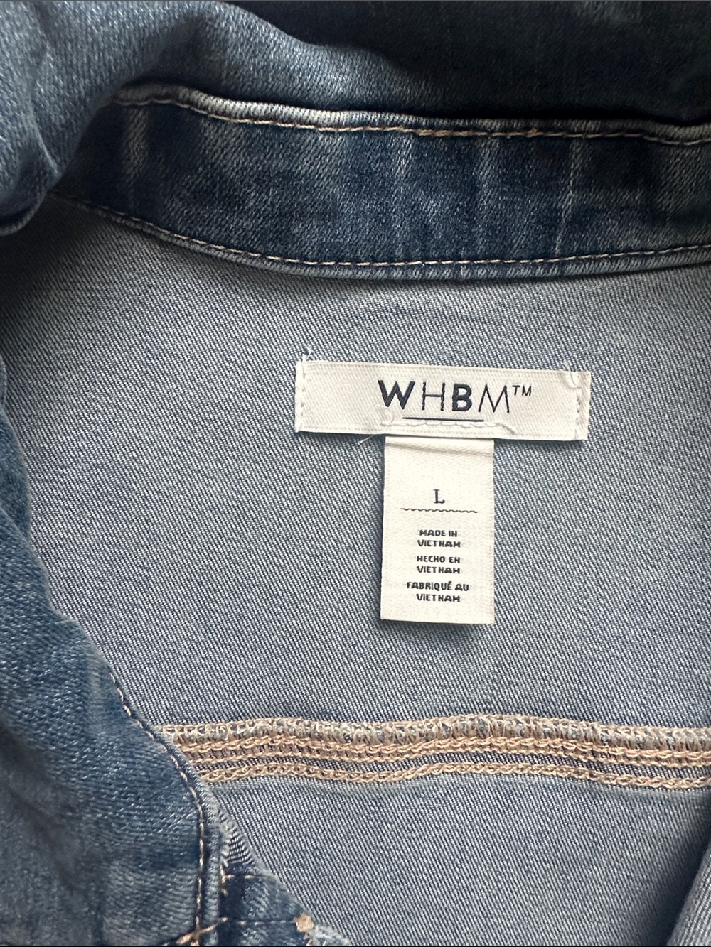 White House Black Market Medium Wash Denim Jacket with Puff Shoulders - Picture 2 of 4